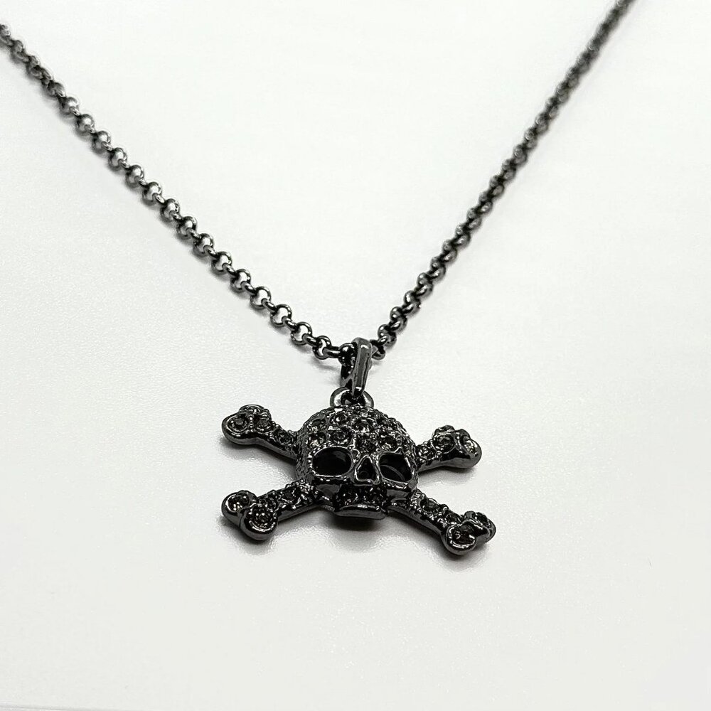 Vivienne Westwood Gunmetal Black Skull Vintage Saturn Orb Punk Necklace